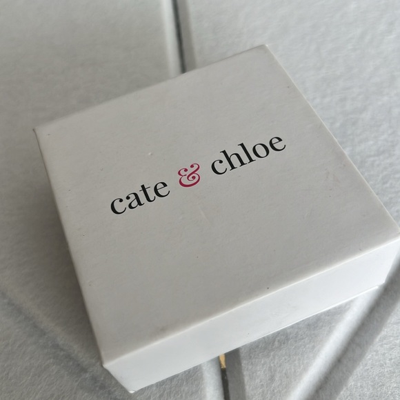 Cate & Chloe 18k White Gold Plated Halo Pendant Necklace & Crystal Stud Earrings - Picture 3 of 10